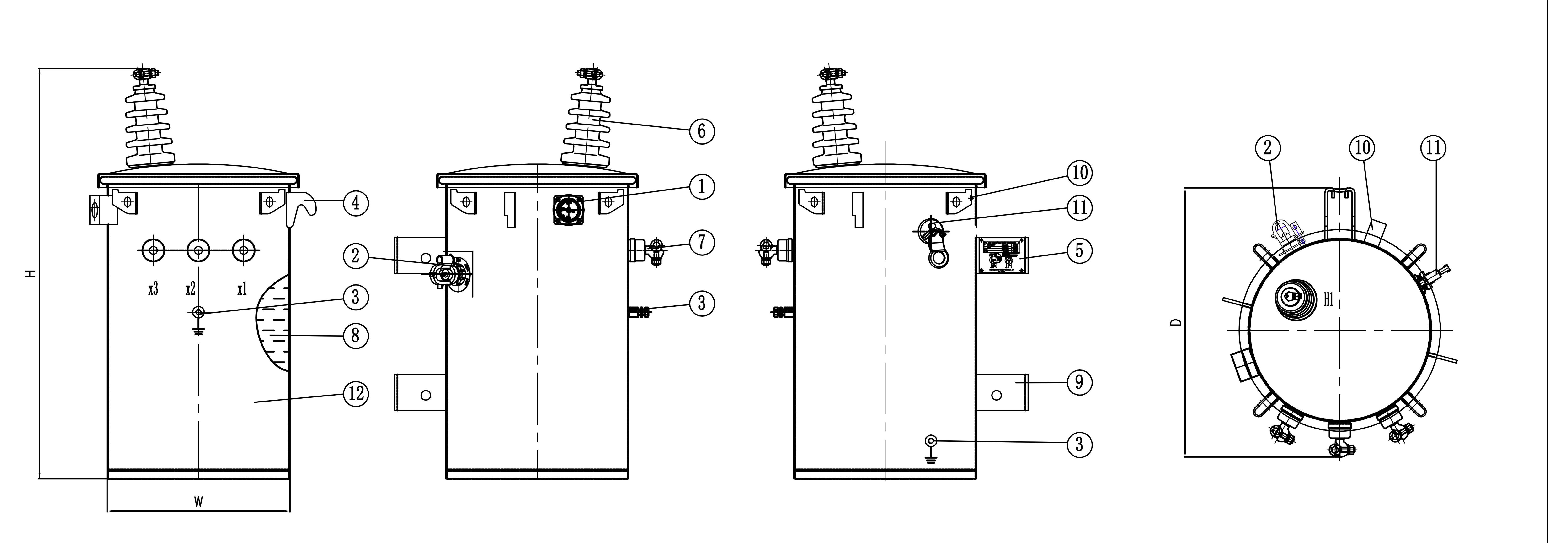 Single phase pole mounted transformer drawings