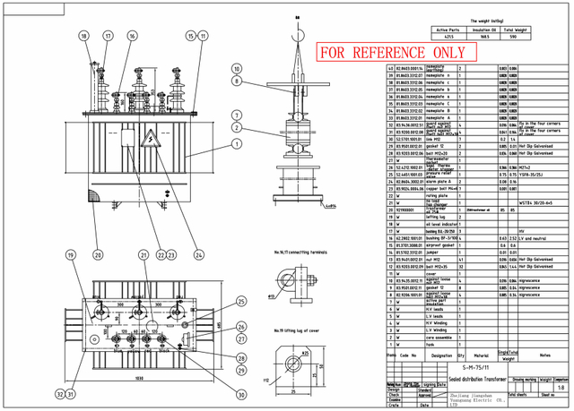 Oil Immersed Hermetically Sealed Three Phase Pole Mounted Distribution Transformer